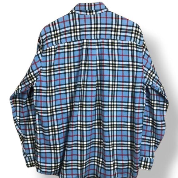 L.L. Bean Men's Traditional Fit Shirt XL Blue Plaid Button Down Flannel - Picture 2 of 3